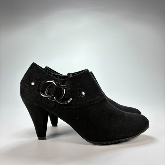 Xappeal Womens Boots Black Suede Side Zip Buckle Cone Heel Womens EU 39 US 6.5 - Picture 1 of 11